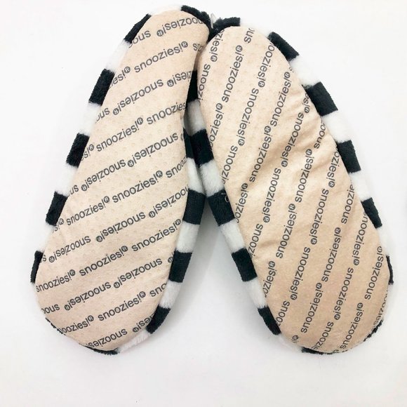 NWT Snoozies Women's Slippers Black & White Stripes Med 7/8 - Picture 5 of 6